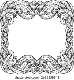 Vetor ornamental retorcido videira quadro, patrimônio inspirado design decorativo borda