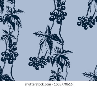Vector ornamental vine grapes decorative background. Ethnic seamless pattern ornament. Vector pattern