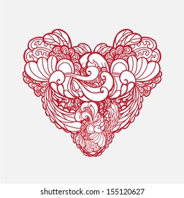 vector ornamental vintage beautiful heart isolated