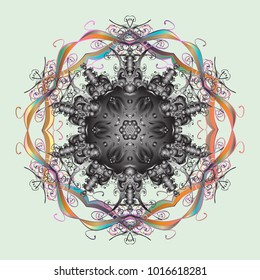 Vector ornamental winter illustration for decoration, Christmas greeting cards, invitation template. Coloring pages. Zentangle elegant snow flake.