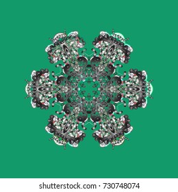 Vector ornamental winter illustration for decoration, Christmas greeting cards, invitation template. Coloring pages. Zentangle elegant snow flake.