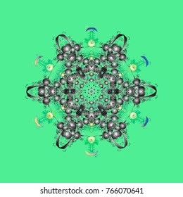 Vector ornamental winter illustration for decoration, Christmas greeting cards, invitation template. Coloring pages. Zentangle elegant snow flake.