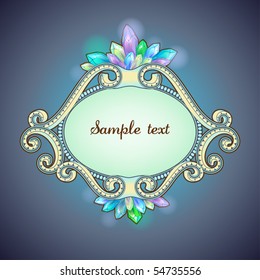 Vector ornamented frame with shining gems
