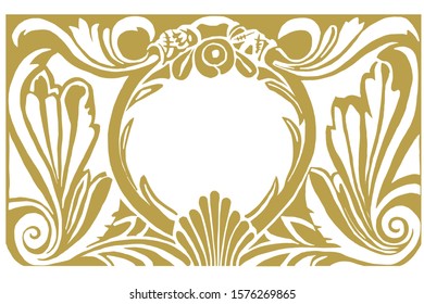 vector ornament-frame with floral motifs in Golden colors