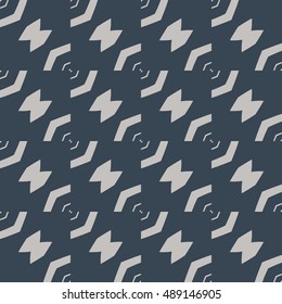 Vector ornaments. Abstract blue and gray geometric pattern. Cloth design, wallpaper.