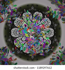 Vector ornaments, background. Ornamental pattern with abstract ornament. Ornamental pattern with Mandalas.