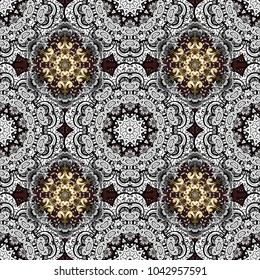 Vector ornaments, background. Seamless pattern with abstract ornament. Seamless pattern with Mandalas.