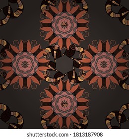 Vector ornaments, background. Seamless pattern with Mandalas. Seamless pattern with abstract ornament.