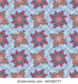Vector ornaments, background. Seamless pattern with abstract ornament. Seamless pattern with Mandalas.