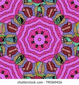 Vector ornaments, background. Seamless pattern with abstract ornament. Seamless pattern with Mandalas.