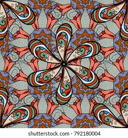 Vector ornaments, background. Seamless pattern with abstract ornament. Seamless pattern with Mandalas.