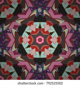 Vector ornaments, background. Seamless pattern with Mandalas.