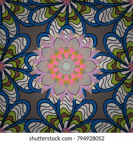 Vector ornaments, background. Seamless pattern with abstract ornament. Seamless pattern with Mandalas.