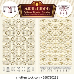 Vector ornaments. Elements art-deco style. Pattern, brush, symbol