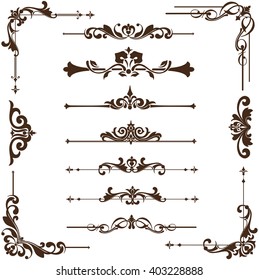 Vector ornaments frames, corners, borders