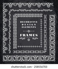 Vector Ornaments Frames. Decorative Design Elements. Vintage style. Chalk Board Background