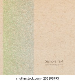 Vector ornate background with copy space, faded paint ornament on old cardboard
