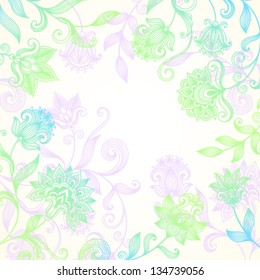 Vector ornate background with decorative flowers