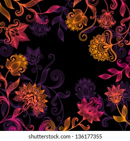 Vector ornate background with decorative flowers