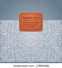 Vector ornate background with leather label