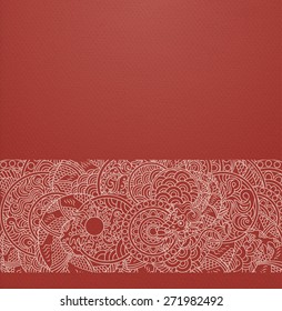 Vector ornate background with ornamental border - red paper with traditional japanese ornament with dragon and pearl