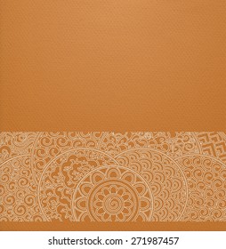 Vector ornate background with ornamental border - orange paper with traditional japanese ornament with floral ornamental circles