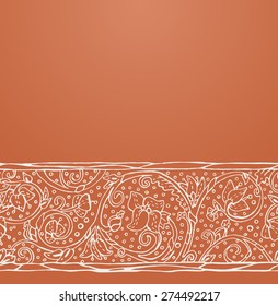 Vector ornate background with ornamental border - ancient Medieval ornament with swirls and flowers