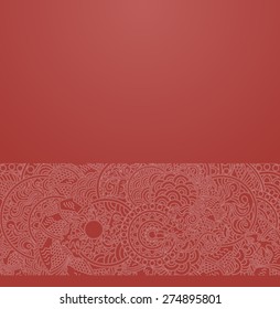 Vector ornate background with ornamental border - red paper with traditional japanese ornament with dragon and pearl