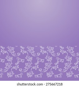 Vector ornate background with ornamental border - violet paper with gentle floral ornament