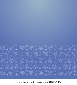 Vector ornate background with ornamental border - blue paper with snowflakes doodles
