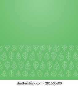Vector ornate background with ornamental border. green paper with tree leaves ornament