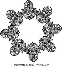 Vector ornate black frame on white background