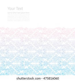 Vector ornate border boho background with copy space isolated on white