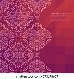 Vector ornate border on triangle flat background