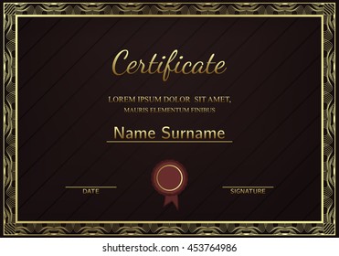 Vector Ornate Certificate with Border. Perfect for diplomas or other ornate design.  