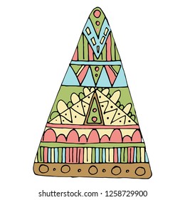 Vector Ornate Colored Christmas tree. Patterned Objects for Greeting Cards, Holiday Greetings. New Year and Christmas Template