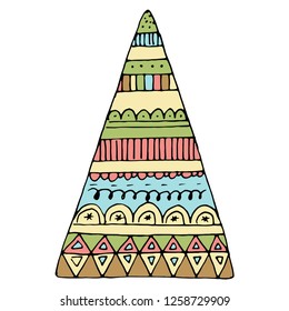 Vector Ornate Colored Christmas tree. Patterned Objects for Greeting Cards, Holiday Greetings. New Year and Christmas Template