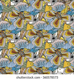 vector ornate continuous template with the foliage butterfly vegetation summer textile nature flower texture spring background scene fabric tissue earth leaf scenery garden set beauty material art cur