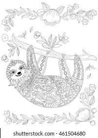 Download Coloring Book Sloth High Res Stock Images Shutterstock