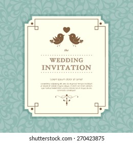 Vector ornate damask background. Wedding invitation card. Perfect as invitation or announcement.