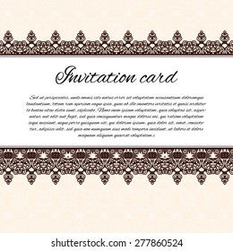 Vector ornate decor with place for text. Card for you in retro style