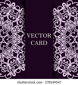 Vector ornate decor with place for text. Card for you in retro style. Lace pattern design. Can be used for banner, web design, card, invitation.