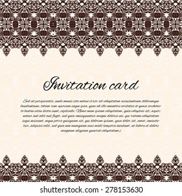 Vector ornate decor with place for text. Card for you in retro graphic style. Ornamental frame template