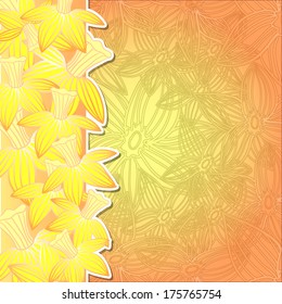 Vector ornate drawn daffodils card template