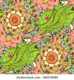 vector ornate endless pattern with the foliage vegetation summertime knit earth ornament texture spring scene fabric tissue leaf panorama garden series beauty material science curve whirl illustration