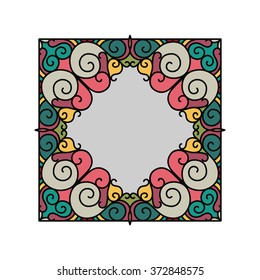 Vector Ornate Frame and Color Pattern. Ornate element for design and place for text or pictures. Abstract background. Perfect for invitations, announcements, scrapbooks. Vector graphic design template
