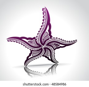 vector ornate frame color star & wings on white background, vector illustration