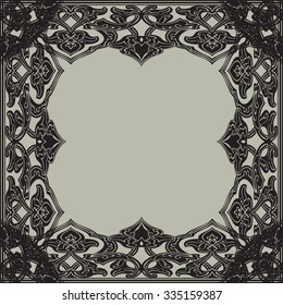 Vector ornate frame in Eastern style. Gorgeous element floral for design, place for text. Ornamental vintage pattern for invitations, birthday and greeting cards. Traditional outline decor.