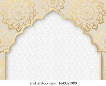 Vector ornate frame with indian or arabesque motif. Template for indian, arabic wedding invitations, oriental holidays. Copy space.