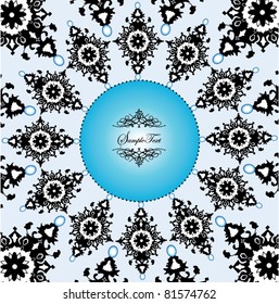 vector ornate frame or invitation card on blue background